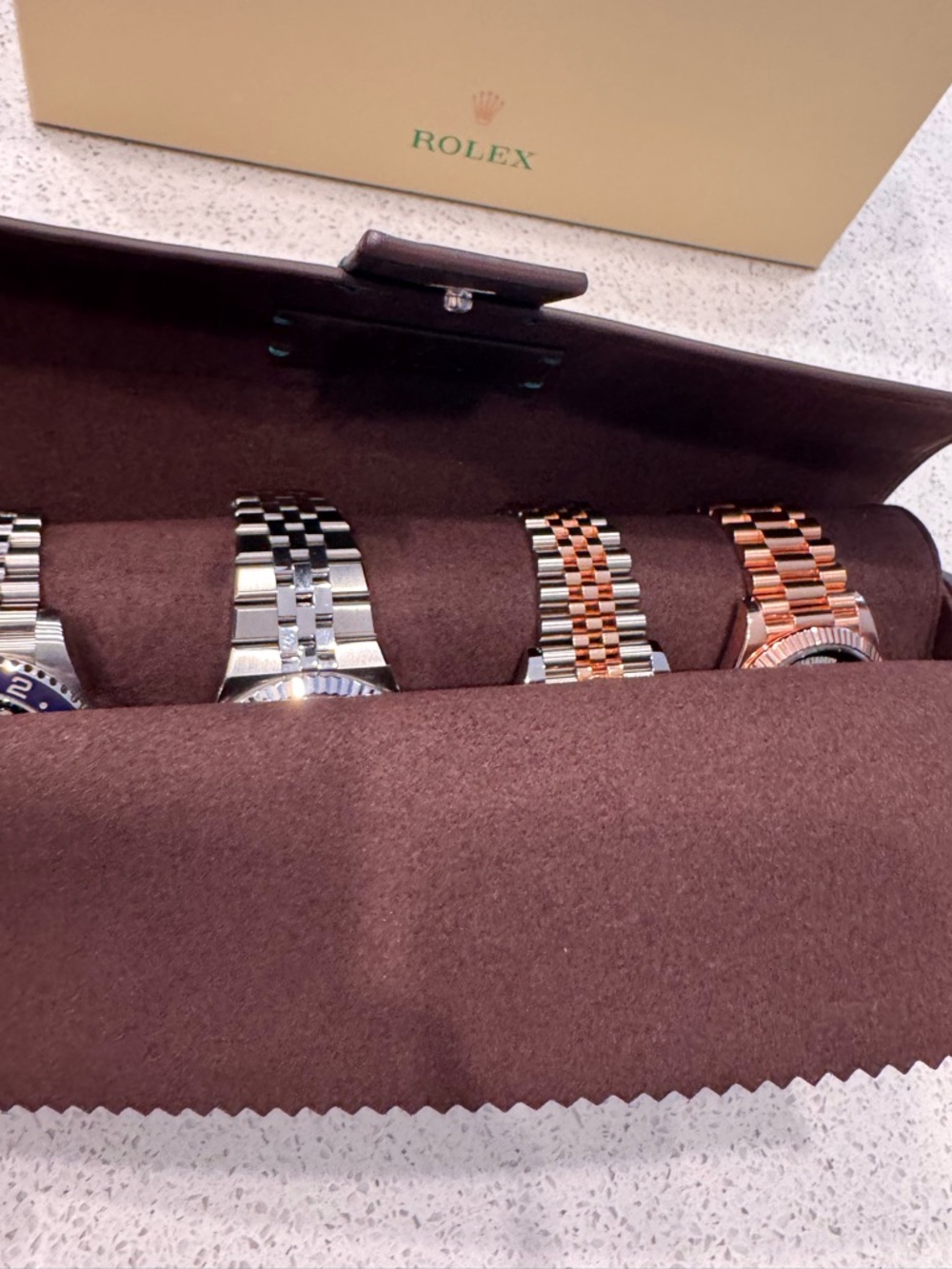 Rolex Dark Brown Leather Watch Travel Roll - Picture 2 of 9